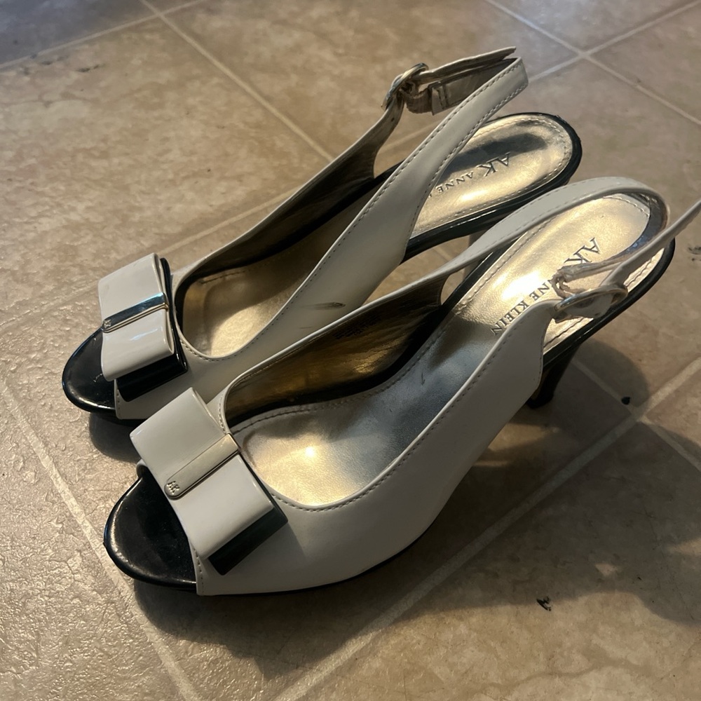 Anne Klein Black and White Spectator Peep-Toe Heel - Picture 2 of 6